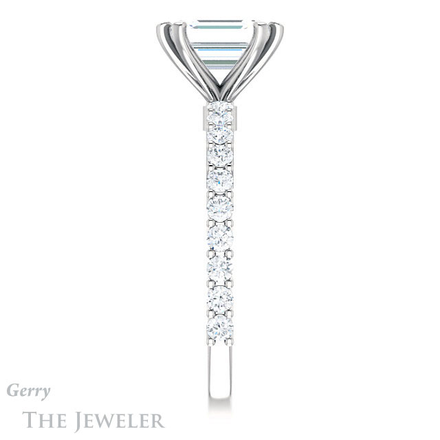 Emerald Cut Forever Brilliant Moissanite Engagement Ring #GTJ1141-emerald-fb-w