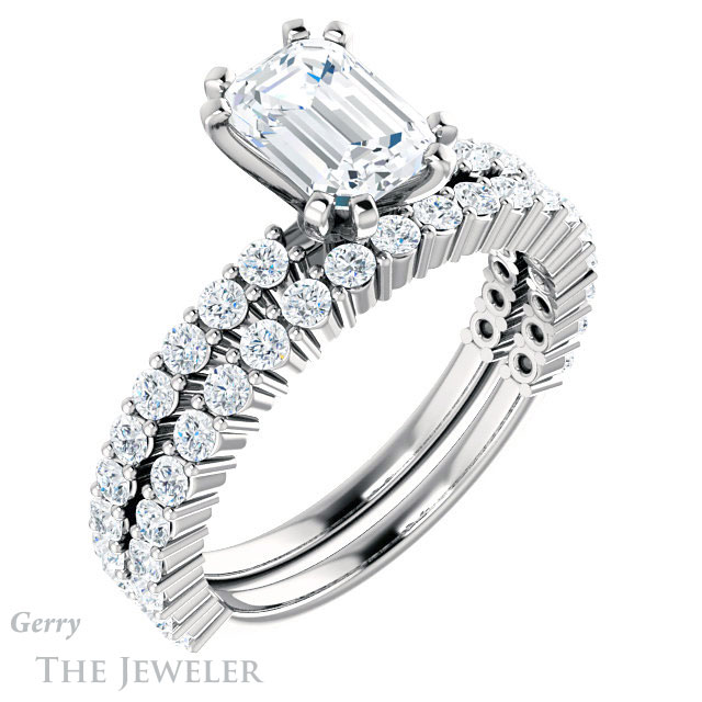 Emerald Cut Forever Brilliant Moissanite Engagement Ring #GTJ1141-emerald-fb-w