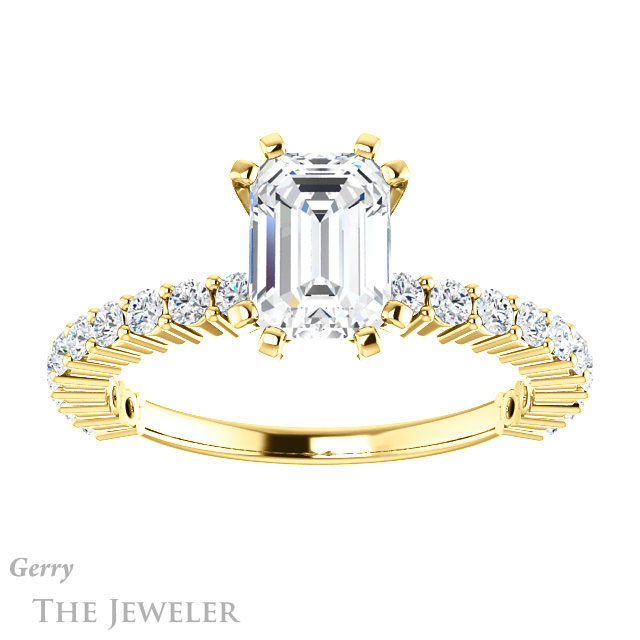 Emerald Cut Forever Brilliant Moissanite Engagement Ring #GTJ1141-emerald-fb-y