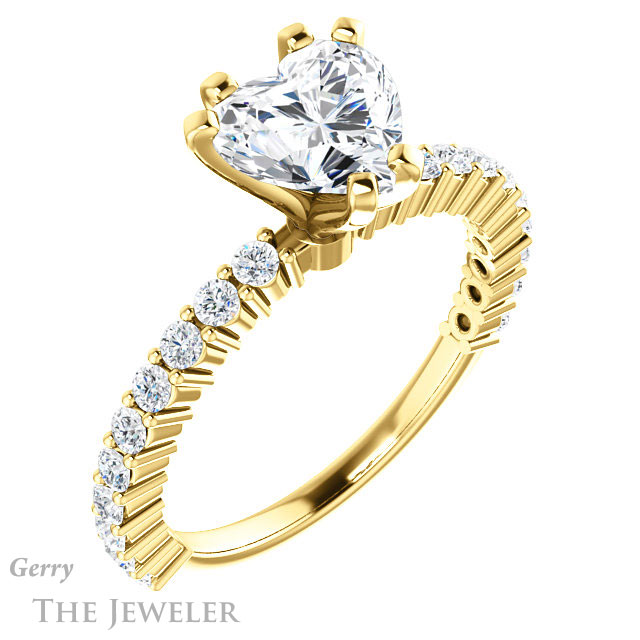 Heart Shaped Forever Brilliant Moissanite Engagement Ring #GTJ1141-heart-fb-y