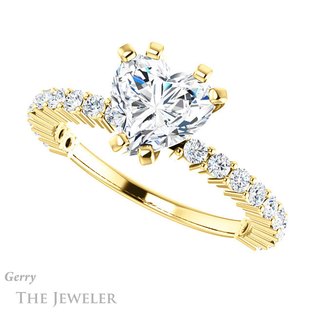 Heart Shaped Forever Brilliant Moissanite Engagement Ring #GTJ1141-heart-fb-y