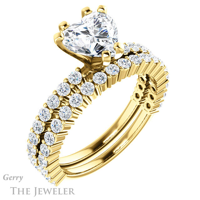 Heart Shaped Forever Brilliant Moissanite Engagement Ring #GTJ1141-heart-fb-y
