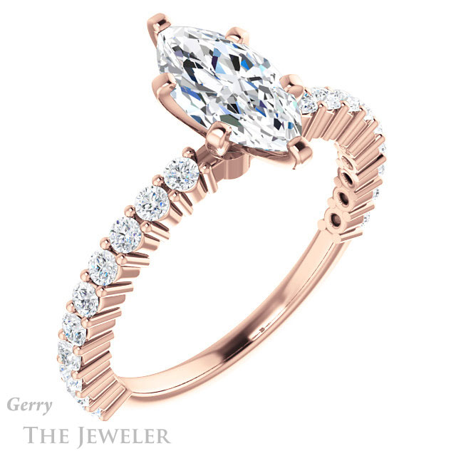 Marquise Cut Forever One Moissanite Engagement Ring #GTJ1141-marquise-fb-r 4 Marquise Cut Forever Brilliant Moissanite Engagement Ring #GTJ1141-marquise-fb-r