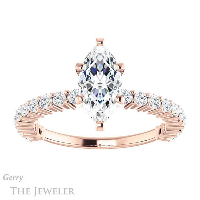 Marquise Cut Forever One Moissanite Engagement Ring #GTJ1141-marquise-fb-r 1 Marquise Cut Forever Brilliant Moissanite Engagement Ring #GTJ1141-marquise-fb-r