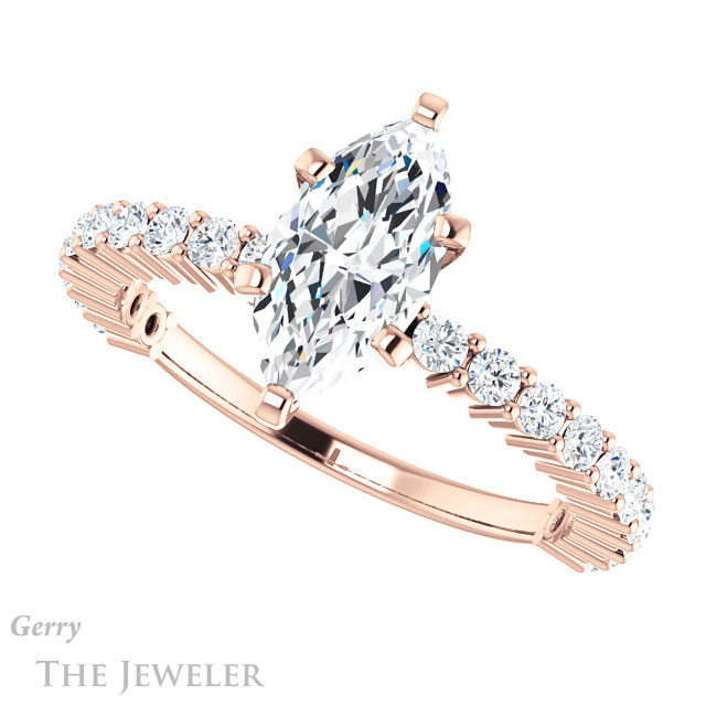 Marquise Cut Forever One Moissanite Engagement Ring #GTJ1141-marquise-fb-r 5 Marquise Cut Forever Brilliant Moissanite Engagement Ring #GTJ1141-marquise-fb-r