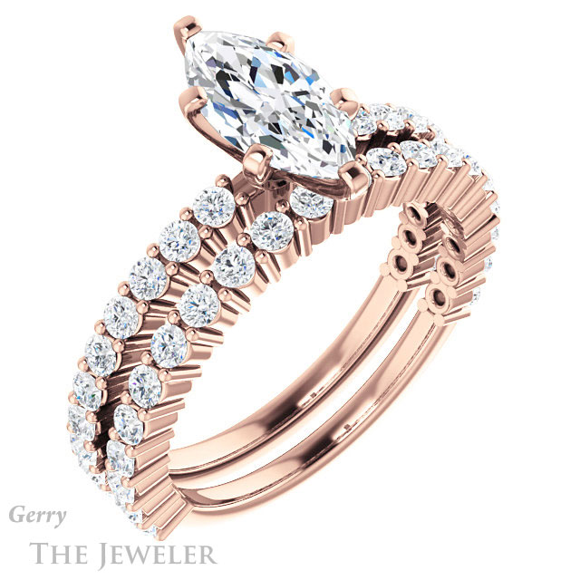 Marquise Cut Forever One Moissanite Engagement Ring #GTJ1141-marquise-fb-r 6 Marquise Cut Forever Brilliant Moissanite Engagement Ring #GTJ1141-marquise-fb-r