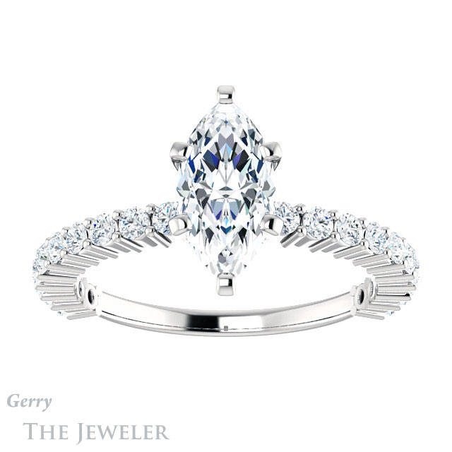 Marquise Cut Forever Brilliant Moissanite Engagement Ring #GTJ1141-marquise-fb-w