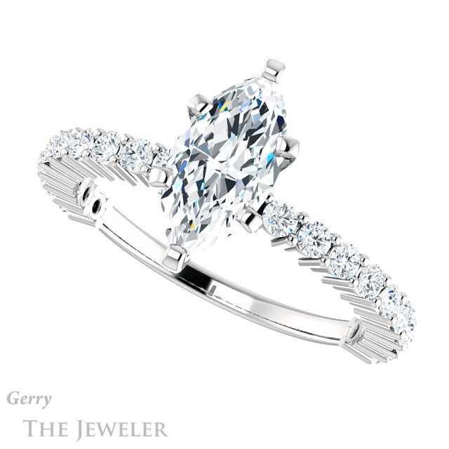 Marquise Cut Forever Brilliant Moissanite Engagement Ring #GTJ1141-marquise-fb-w
