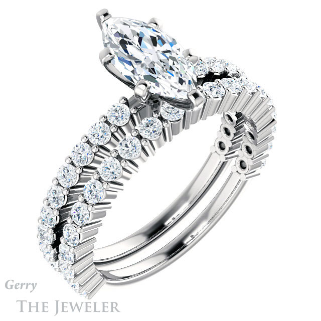 Marquise Cut Forever Brilliant Moissanite Engagement Ring #GTJ1141-marquise-fb-w