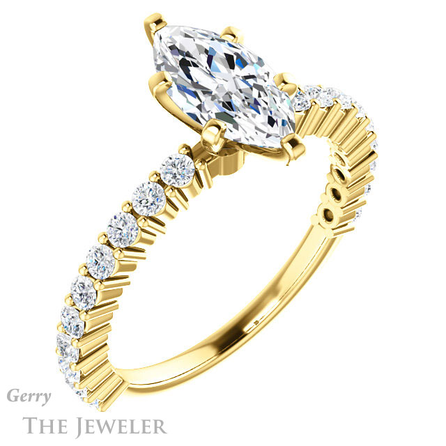 Marquise Cut Forever Brilliant Moissanite Engagement Ring #GTJ1141-marquise-fb-y