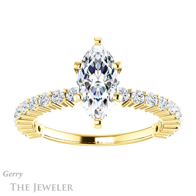 Marquise Cut Forever Brilliant Moissanite Engagement Ring #GTJ1141-marquise-fb-y
