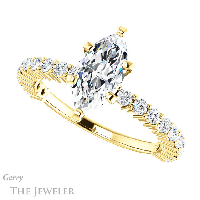 Marquise Cut Forever Brilliant Moissanite Engagement Ring #GTJ1141-marquise-fb-y