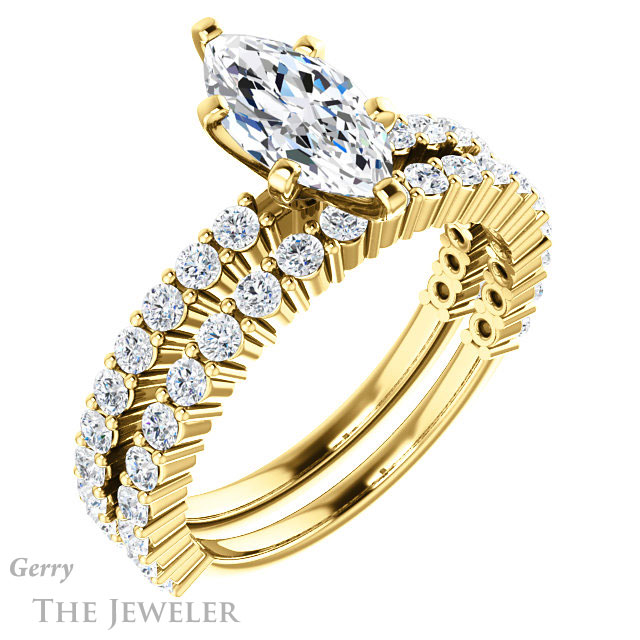 Marquise Cut Forever Brilliant Moissanite Engagement Ring #GTJ1141-marquise-fb-y