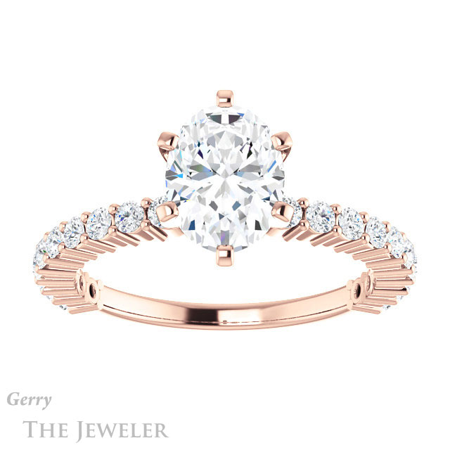 Oval Shaped Forever One Moissanite Engagement Ring #GTJ1141-oval-fo-r
