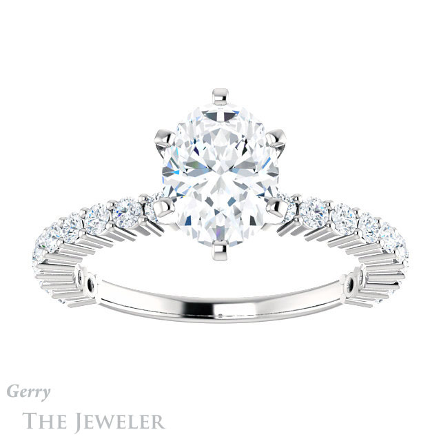Oval Shaped Forever One Moissanite Engagement Ring #GTJ1141-oval-fo-w 1 Oval Shaped Forever One Moissanite Engagement Ring #GTJ1141-oval-fo-w