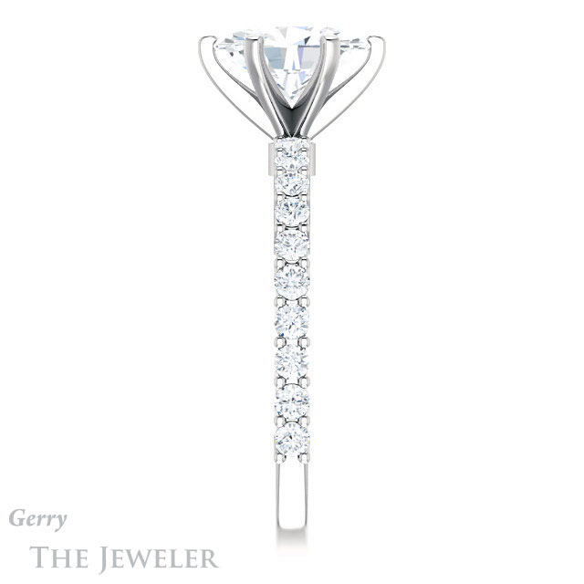 Oval Shaped Forever One Moissanite Engagement Ring #GTJ1141-oval-fo-w 3 Oval Shaped Forever One Moissanite Engagement Ring #GTJ1141-oval-fo-w