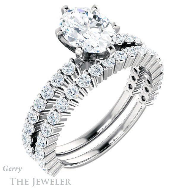 Oval Shaped Forever One Moissanite Engagement Ring #GTJ1141-oval-fo-w 6 Oval Shaped Forever One Moissanite Engagement Ring #GTJ1141-oval-fo-w