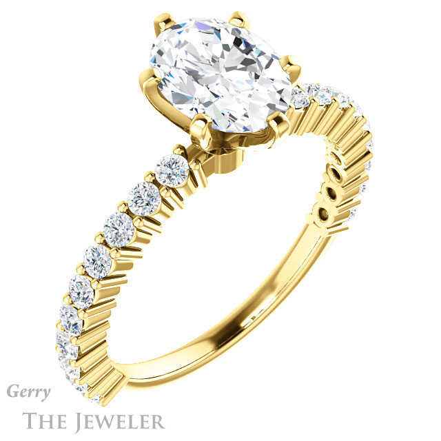 Oval Shaped Forever One Moissanite Engagement Ring #GTJ1141-oval-fo-y 4 Oval Shaped Forever One Moissanite Engagement Ring #GTJ1141-oval-fo-y