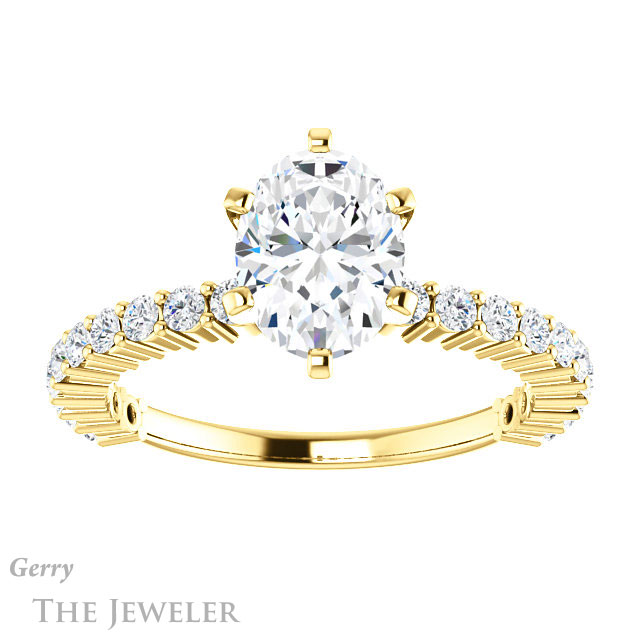 Oval Shaped Forever One Moissanite Engagement Ring #GTJ1141-oval-fo-y 1 Oval Shaped Forever One Moissanite Engagement Ring #GTJ1141-oval-fo-y