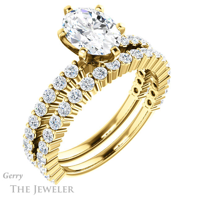 Oval Shaped Forever One Moissanite Engagement Ring #GTJ1141-oval-fo-y 6 Oval Shaped Forever One Moissanite Engagement Ring #GTJ1141-oval-fo-y