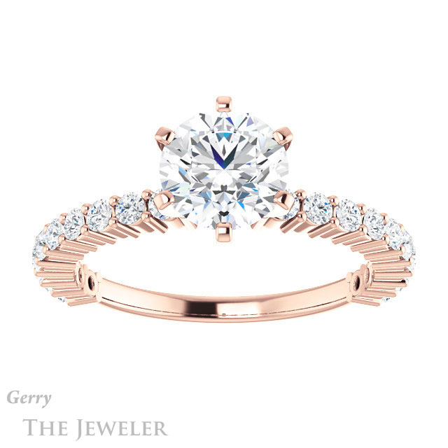 Round Cut Forever One Moissanite Engagement Ring #GTJ1141-round-fo-r