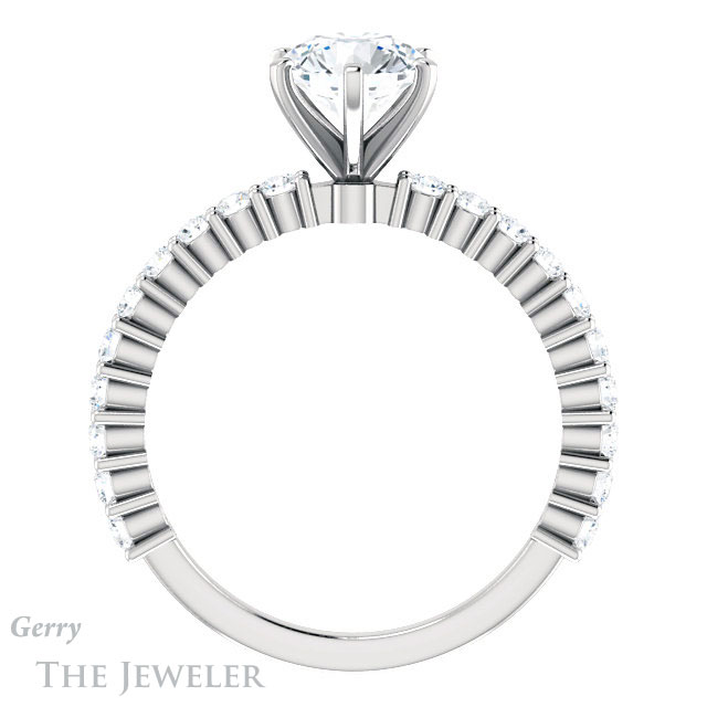 Round Cut Forever One Moissanite Engagement Ring #GTJ1141-round-fo-w