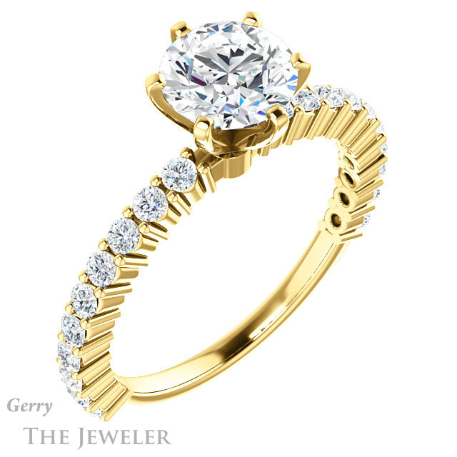 Round Cut Forever One Moissanite Engagement Ring #GTJ1141-round-fo-y