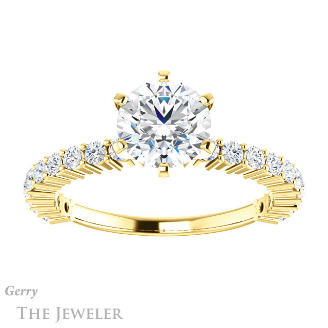 Round Cut Forever One Moissanite Engagement Ring #GTJ1141-round-fo-y