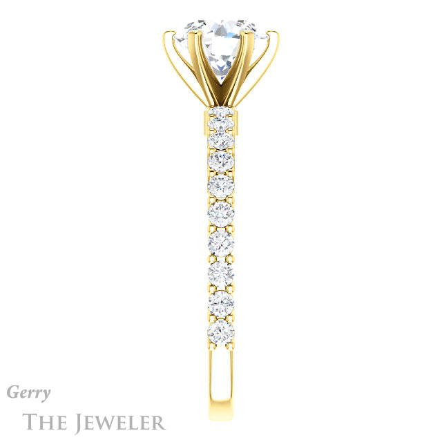 Round Cut Forever One Moissanite Engagement Ring #GTJ1141-round-fo-y