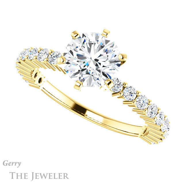 Round Cut Forever One Moissanite Engagement Ring #GTJ1141-round-fo-y