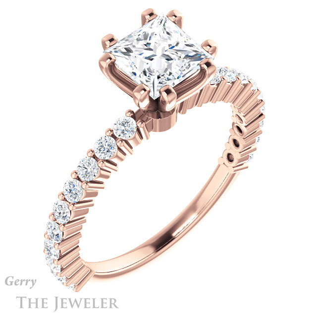 Princess Cut Forever One Moissanite Engagement Ring #GTJ1141-square-fo-r