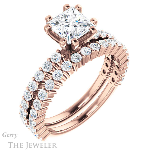 Princess Cut Forever One Moissanite Engagement Ring #GTJ1141-square-fo-r