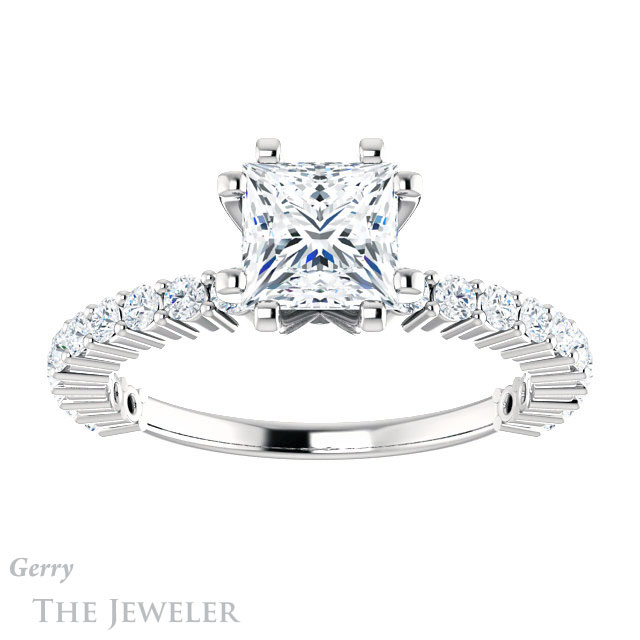 Princess Cut Forever One Moissanite Engagement Ring #GTJ1141-square-fo-w
