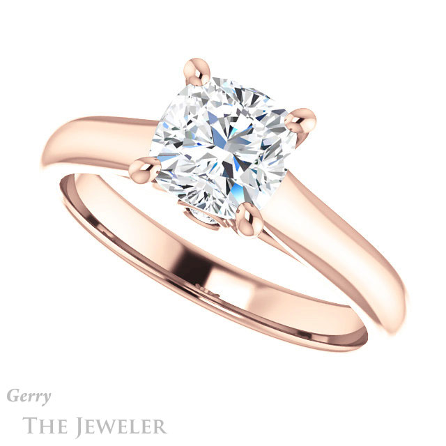 Cushion Cut Forever One Moissanite Engagement Ring #GTJ1142-cushion-fo-r 5 Cushion Cut Forever One Moissanite Engagement Ring #GTJ1142-cushion-fo-r