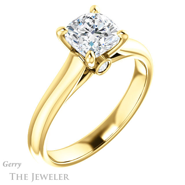 Cushion Cut Forever One Moissanite Engagement Ring #GTJ1142-cushion-fo-y 4 Cushion Cut Forever One Moissanite Engagement Ring #GTJ1142-cushion-fo-y