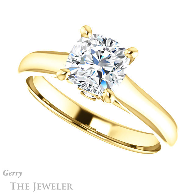 Cushion Cut Forever One Moissanite Engagement Ring #GTJ1142-cushion-fo-y 5 Cushion Cut Forever One Moissanite Engagement Ring #GTJ1142-cushion-fo-y