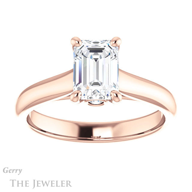 Emerald Cut Forever One Moissanite Engagement Ring #GTJ1142-emerald-fb-r 1 Emerald Cut Forever Brilliant Moissanite Engagement Ring #GTJ1142-emerald-fb-r
