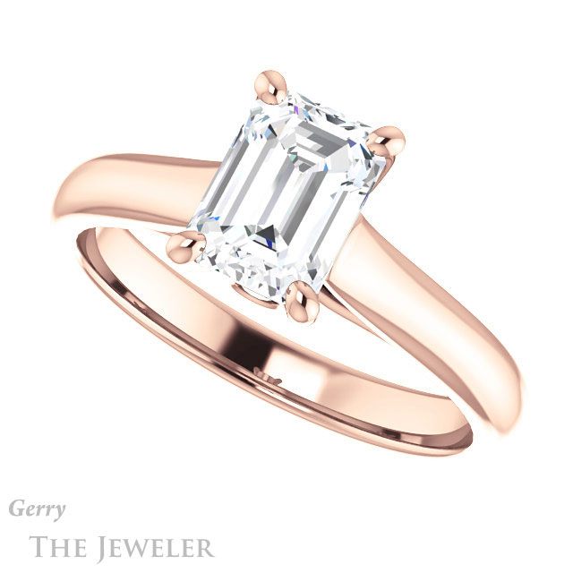 Emerald Cut Forever One Moissanite Engagement Ring #GTJ1142-emerald-fb-r 5 Emerald Cut Forever Brilliant Moissanite Engagement Ring #GTJ1142-emerald-fb-r