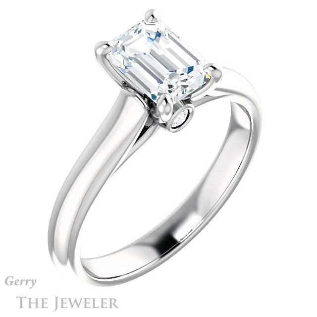 Emerald Cut Forever One Moissanite Engagement Ring #GTJ1142-emerald-fb-w 4 Emerald Cut Forever Brilliant Moissanite Engagement Ring #GTJ1142-emerald-fb-w