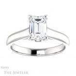 Emerald Cut Forever One Moissanite Engagement Ring #GTJ1142-emerald-fb-w 1 Emerald Cut Forever Brilliant Moissanite Engagement Ring #GTJ1142-emerald-fb-w
