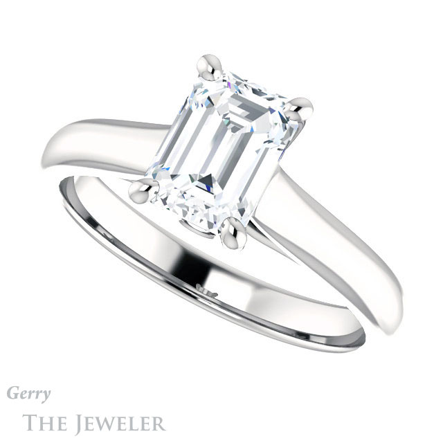 Emerald Cut Forever One Moissanite Engagement Ring #GTJ1142-emerald-fb-w 5 Emerald Cut Forever Brilliant Moissanite Engagement Ring #GTJ1142-emerald-fb-w