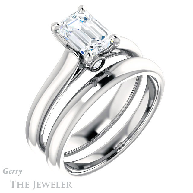 Emerald Cut Forever One Moissanite Engagement Ring #GTJ1142-emerald-fb-w 6 Emerald Cut Forever Brilliant Moissanite Engagement Ring #GTJ1142-emerald-fb-w