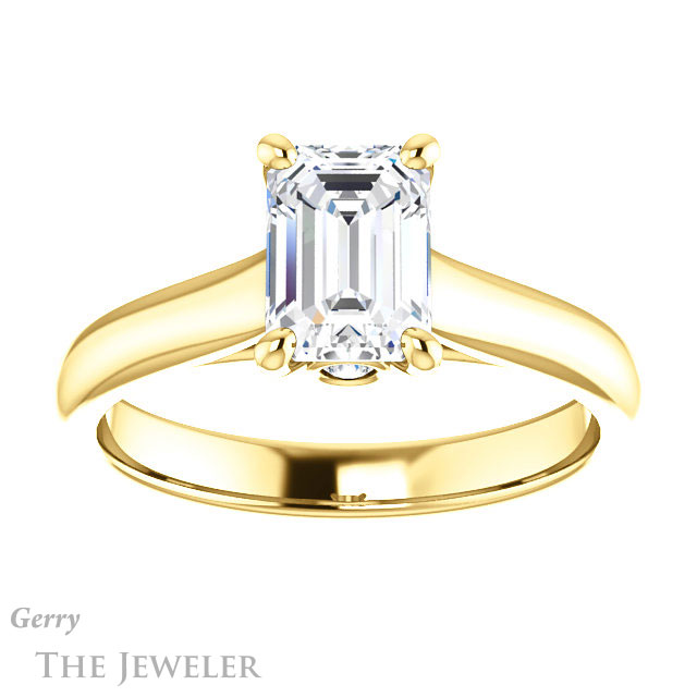 Emerald Cut Forever Brilliant Moissanite Engagement Ring #GTJ1142-emerald-fb-y