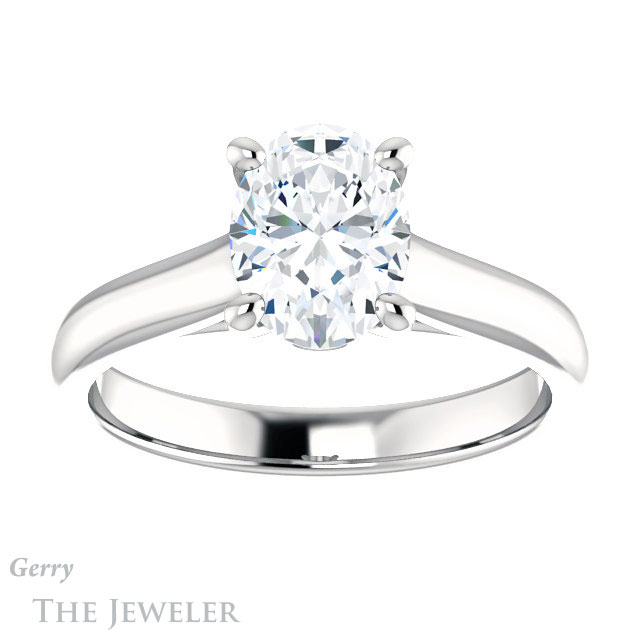 Oval Shaped Forever One Moissanite Engagement Ring #GTJ1142-oval-fo-w