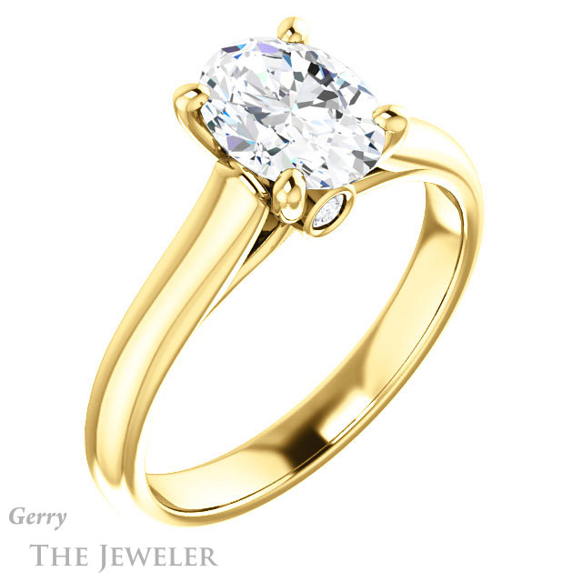 Oval Shaped Forever One Moissanite Engagement Ring #GTJ1142-oval-fo-y 4 Oval Shaped Forever One Moissanite Engagement Ring #GTJ1142-oval-fo-y