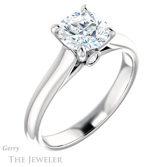 Round Cut Forever One Moissanite Engagement Ring #GTJ1142-round-fo-w 4 Round Cut Forever One Moissanite Engagement Ring #GTJ1142-round-fo-w