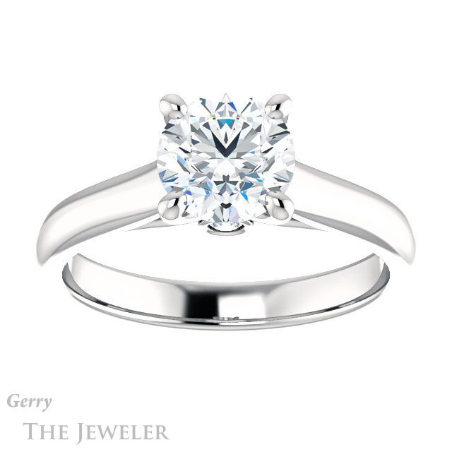 Round Cut Forever One Moissanite Engagement Ring #GTJ1142-round-fo-w 1 Round Cut Forever One Moissanite Engagement Ring #GTJ1142-round-fo-w