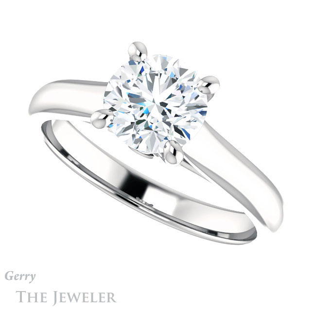 Round Cut Forever One Moissanite Engagement Ring #GTJ1142-round-fo-w 5 Round Cut Forever One Moissanite Engagement Ring #GTJ1142-round-fo-w