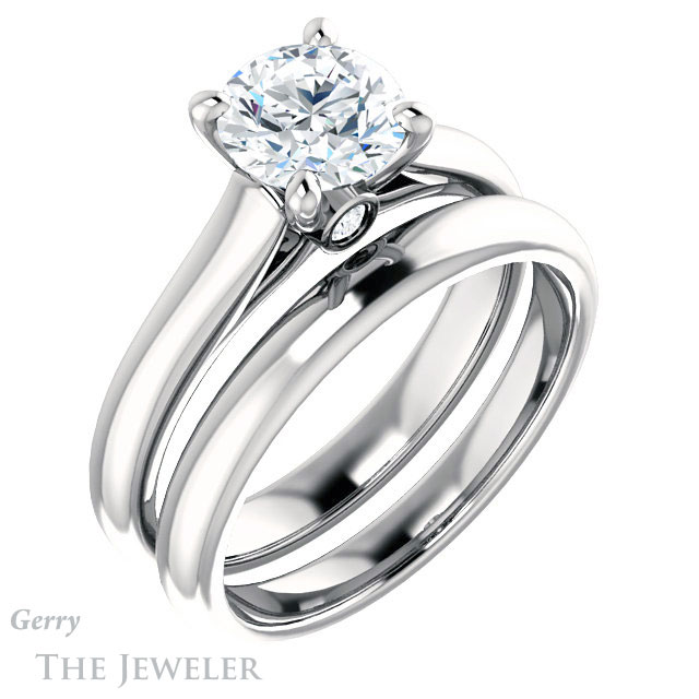 Round Cut Forever One Moissanite Engagement Ring #GTJ1142-round-fo-w 6 Round Cut Forever One Moissanite Engagement Ring #GTJ1142-round-fo-w