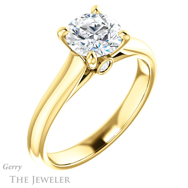 Round Cut Forever One Moissanite Engagement Ring #GTJ1142-round-fo-y 4 Round Cut Forever One Moissanite Engagement Ring #GTJ1142-round-fo-y